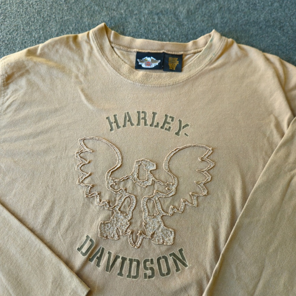 Harley Davidson 2X Long Sleeve T-Shirt Eagle‎ Graphic USA Cotton Bikercore READ